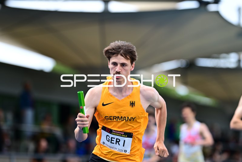 Nikolas Raeth beim 4x400m-Staffellauf für Germany I bei der 32. Bauhaus Junioren-Gala