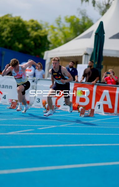 Daniel Hehn (#416) beim Sprint-Start im Michael-Hoffmann-Stadion Mannheim