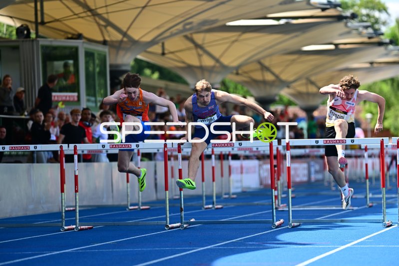 110m-Hürden im Michael-Hoffmann-Stadion Mannheim mit Toby Wright und Rafael Franzini