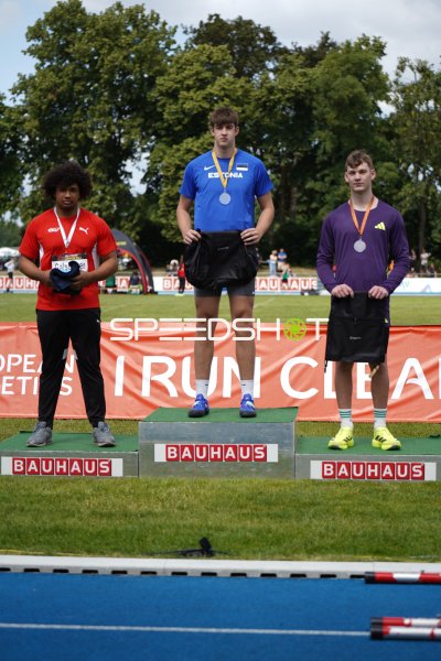 Siegerehrung im Diskuswurf beim Leichtathletik-Meeting in Mannheim