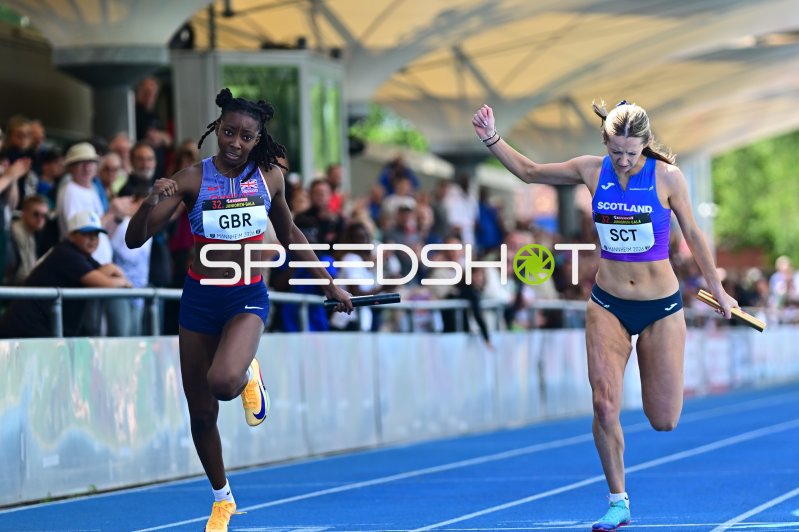 GBR vs. SCT im 4x100m-Staffelfinish bei der Junioren-Gala Mannheim