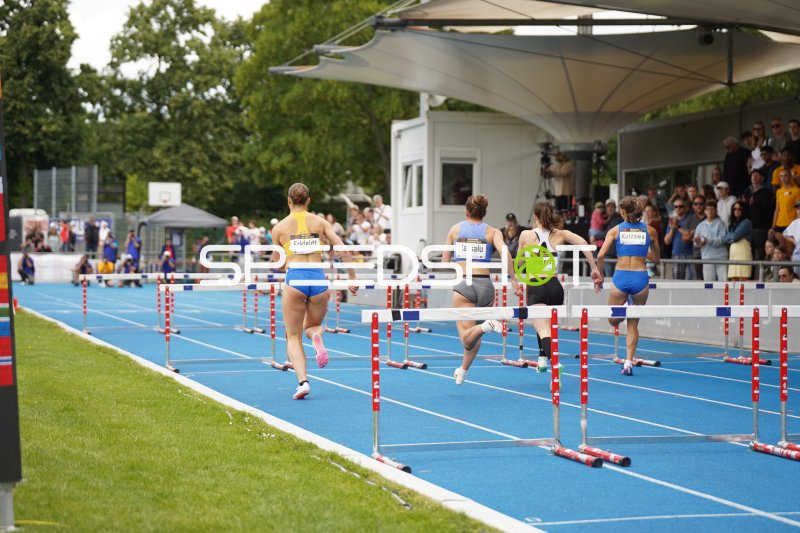 Erkfeldt, Matsalu, Impens und Kurzawa bei den 400m-Hürden in Mannheim