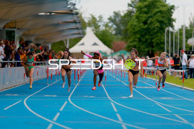 Sereina Liem, Jil Sanchez und Laura Frličková im 100m-Hürdenlauf in Mannheim