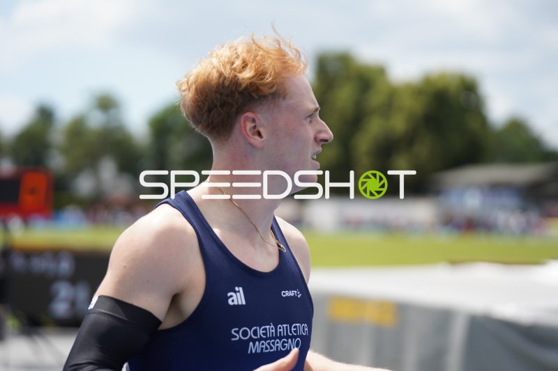 Athlet der Società Atletica Massagno im Profil beim Leichtathletik-Meeting in Mannheim
