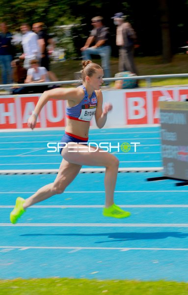 Thea Brown (Great Britain) beim Sprint im Michael-Hoffmann-Stadion Mannheim