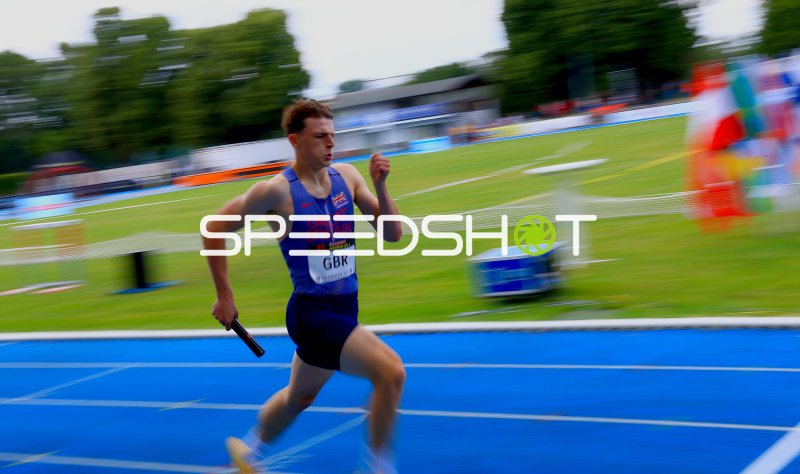 Great Britain beim 4x400m-Staffellauf im Michael-Hoffmann-Stadion Mannheim