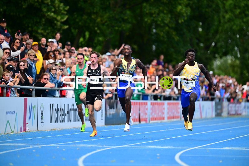 Owen Ansah und Elvis Afrifa im Sprintfinale beim Michael-Hoffmann-Stadion Mannheim