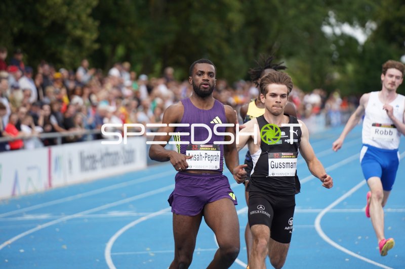 Lucas Ansah-Peprah und Heiko Gussmann im Sprintduell bei der 32. Bauhaus Junioren-Gala Mannheim