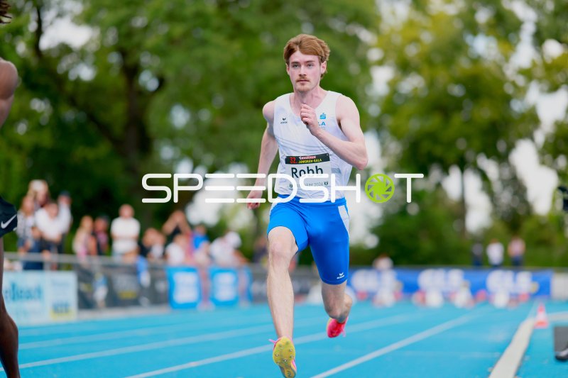 Joshua Robb (#14) beim Sprint im Michael-Hoffmann-Stadion Mannheim