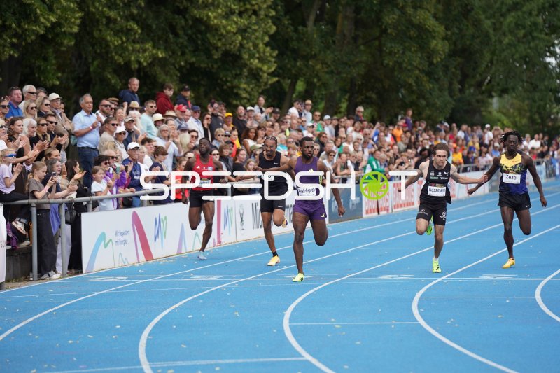Lucas Ansah-Peprah, Heiko Gussmann und Junior Boateng im Sprintfinale in Mannheim