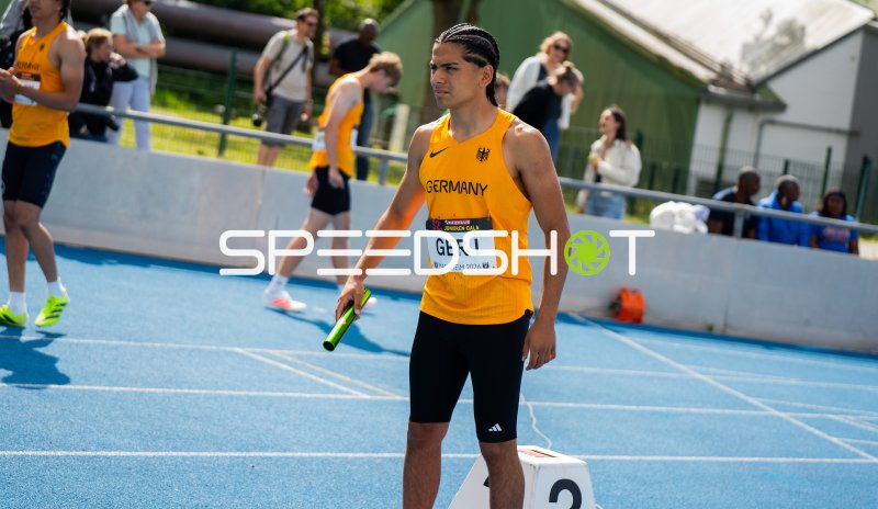 Deutschland GER I Staffelläufer mit Stab bei der 4x100m-Staffel