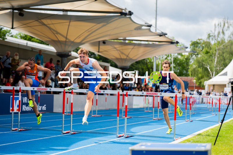 Lukáš Koptík und Jakob Kollegger beim 110m-Hürdenlauf in Mannheim