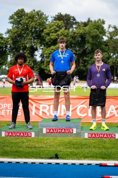Siegerehrung im Diskuswurf beim Leichtathletik-Meeting in Mannheim