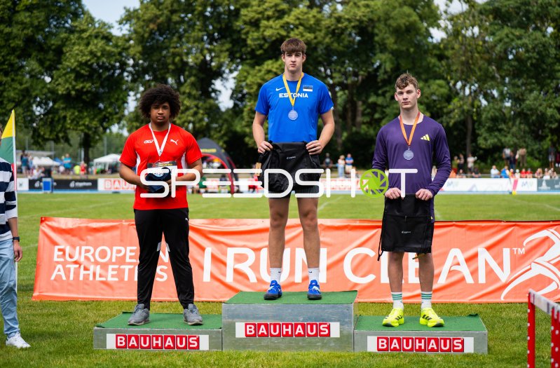 Siegerehrung mit Athlet aus Estonia beim Leichtathletik-Meeting in Mannheim