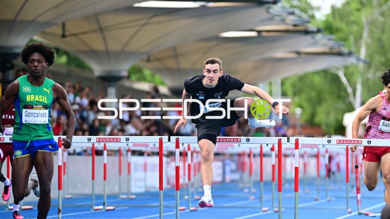 Sven Rymann und Odair Goncalves im 110m-Hürdenlauf in Mannheim