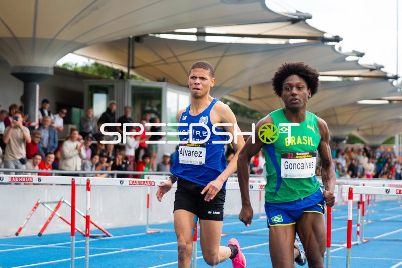 Adolfo Alvarez und Odair Goncalves im 400m-Hürden-Wettkampf