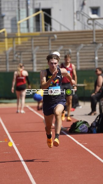 Niklas Stroh (USC Mainz) beim Sprint im Stadion Oberwerth Koblenz