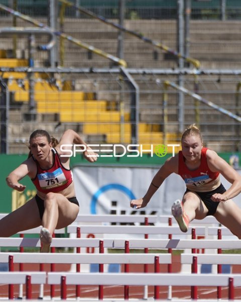 Leana Scholz, Julia Badenhausen und Nele Zwirner im Hürdensprint in Koblenz