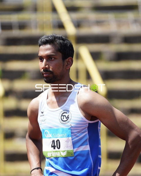 Karthikeyan Hariharan vor dem Wettkampf im Stadion Oberwerth Koblenz