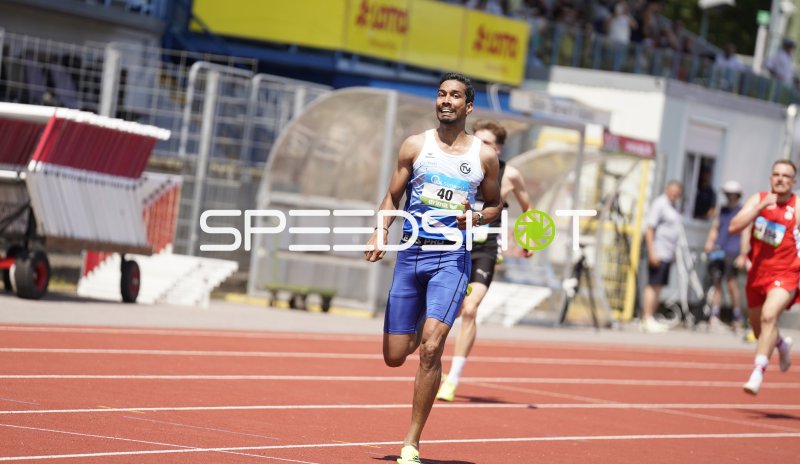 Karthikeyan Hariharan im Sprint beim Leichtathletik-Meeting in Koblenz