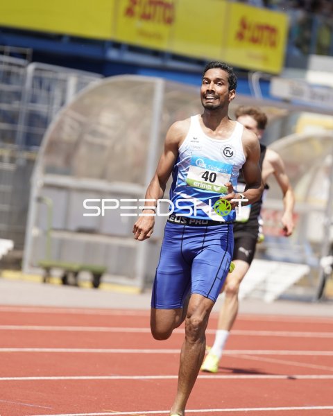 Karthikeyan Hariharan im Sprint beim Leichtathletik-Meeting in Koblenz