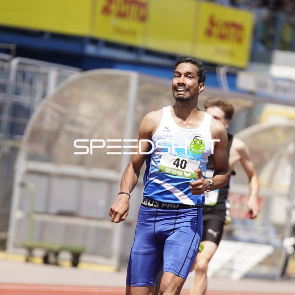 Karthikeyan Hariharan im Sprint beim Leichtathletik-Meeting in Koblenz