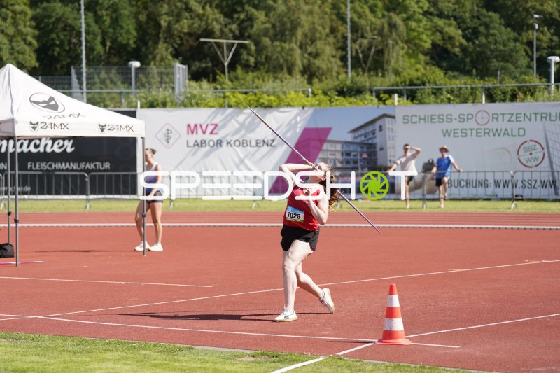 Böckmann Marie (1026) beim Speerwurf im Stadion Oberwerth Koblenz