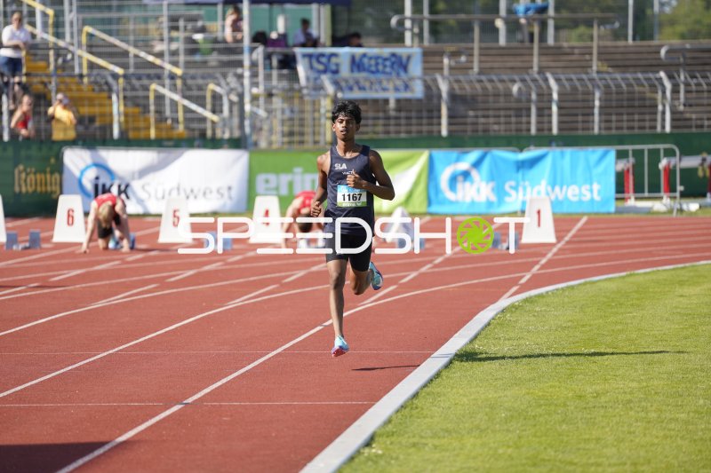 Premanandha Arjun (1167) im Sprint auf der Tartanbahn in Koblenz