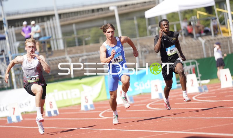 Hnatczuk Maksymilian (552), Asante Junior (387) und Haas Alexander (273) im Sprintrennen in Koblenz