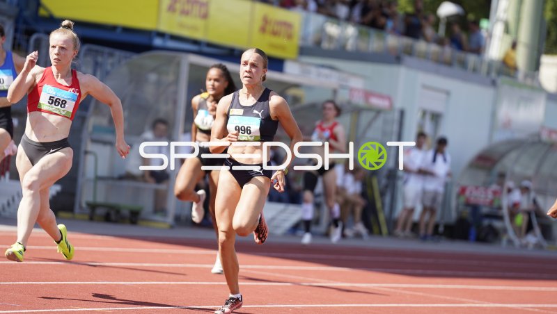 Schmitz Mia Louisa (996) und Nadine Mercier (568) im Sprint beim Leichtathletik-Meeting in Koblenz