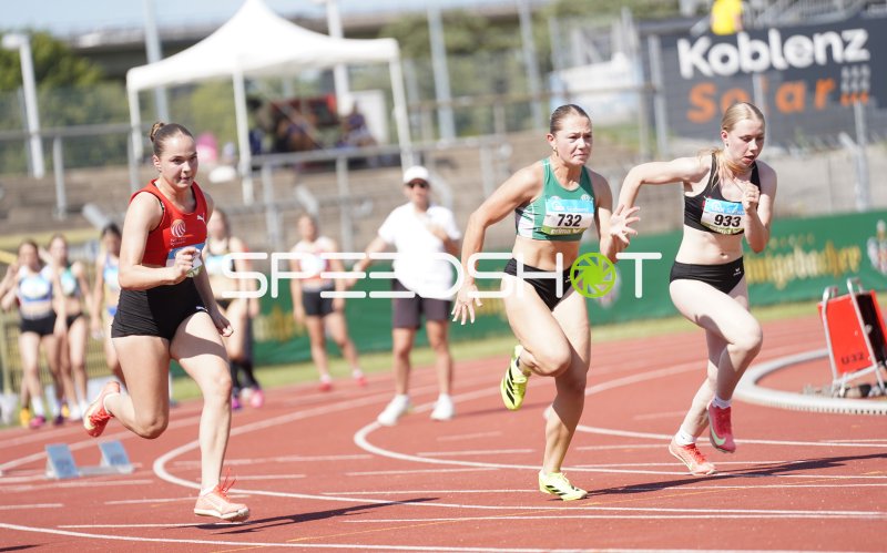Wörner Laura (271) und Sachs Jette (933) im Sprintduell beim Leichtathletik-Meeting in Koblenz