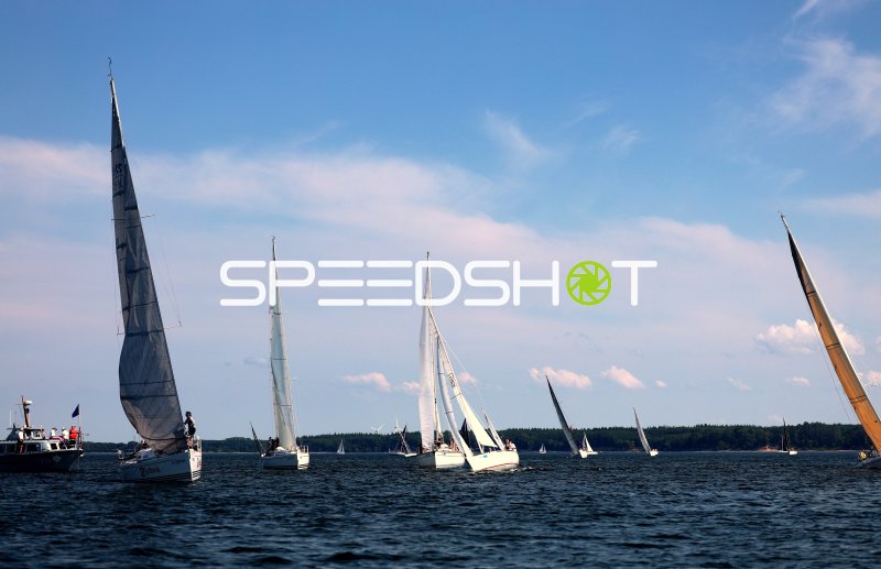 Segelregatta auf der Eckernförder Bucht mit mehreren Yachten