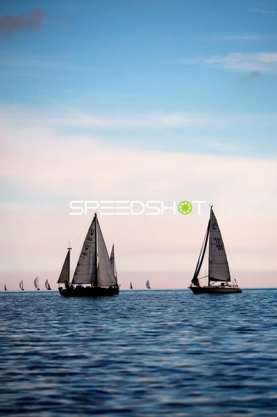 Segelregatta im Hafen Eckernförde mit mehreren Booten