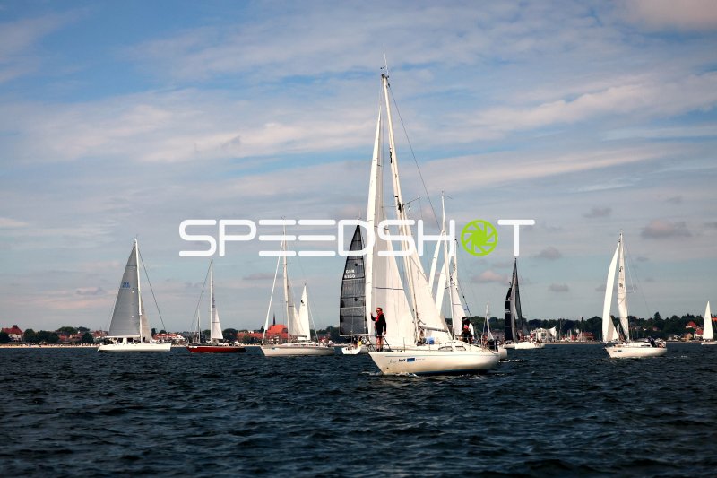 Segelregatta im Hafen Eckernförde mit mehreren Yachten