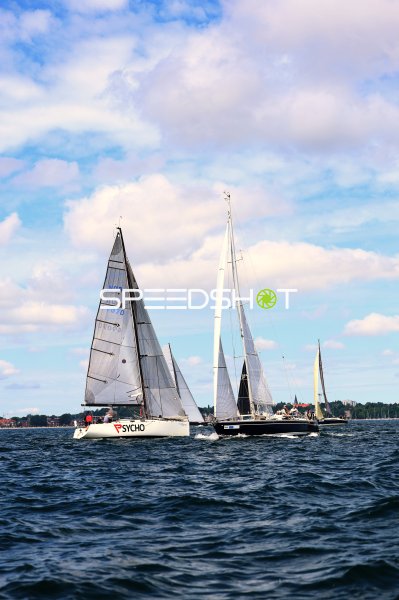 Segelregatta im Hafen Eckernförde mit mehreren Yachten