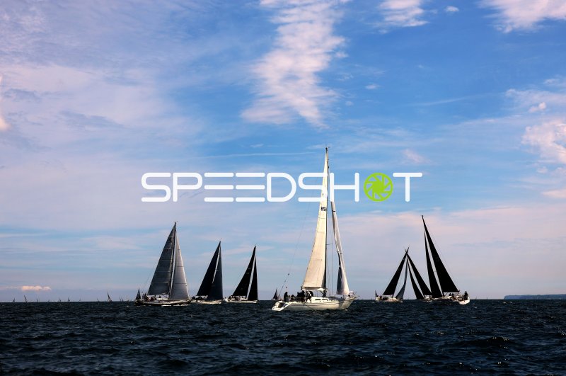 Segelregatta im Hafen Eckernförde mit mehreren Yachten