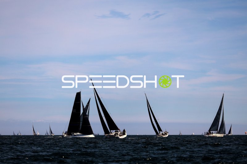 Segelregatta im Hafen Eckernförde mit mehreren Yachten