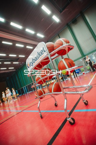 Ballwagen mit Molten-Basketbällen in der Vestischen Arena Recklinghausen