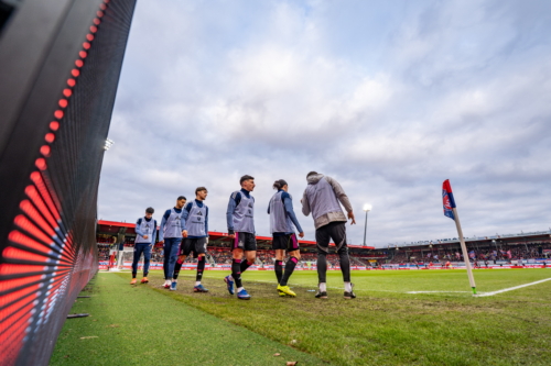 Spieler beim Aufwärmen