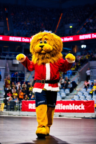 Maskottchen auf dem Spielfeld